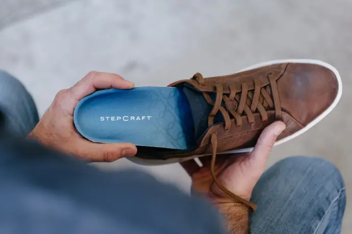 Inserted StepCraft insole into shoe.